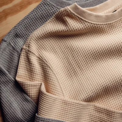custom long sleeve waffle tshirt