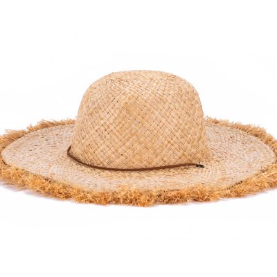 TheSauceSuppliers-Headwear-STRAW HAT WITH FRAYED EDGING